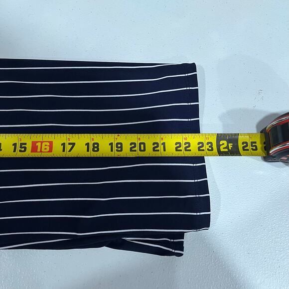 Banana Republic Navy White Stripe Ruffle Sleeve Peekaboo Blouse Womens Small - Picture 7 of 7